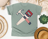 Patriotic Hammer And Saw graphic tee in Bay
