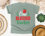 One Blessed Teacher Apple graphic tee in Bay