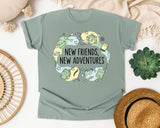 New Friends New Adventures graphic tee in Bay