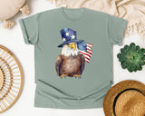 Eagle With Flag Hat graphic tee in Bay