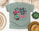 Half Teacher Half Coffee graphic tee in Bay