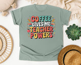 Coffee Gives Me Teacher Powers Grey graphic tee in Bay
