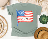 Smiling American Flag graphic tee in Bay