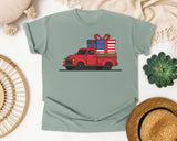 Red Truck With Flag Gift graphic tee in Bay