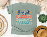 Stressed Blessed Football Obsessed graphic tee in Bay