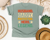 Husband Daddy Protector Hero Legend graphic tee in Bay