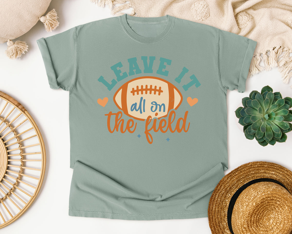 Leave It All On The Field Teal graphic tee in Bay