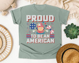 Proud To Be An American Pink graphic tee in Bay