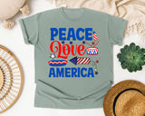 Peace Love America Blue graphic tee in Bay