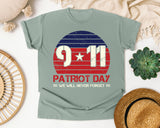 Patriot Day We Will Never Forget Red 2 graphic tee in Bay