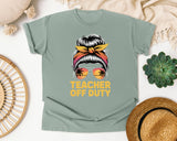 Teacher Off Duty Messy Bun Sunset graphic tee in Bay