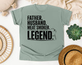 Father Husband Meat Smoker Legend Black graphic tee in Bay