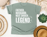 Father Husband Meat Smoker Legend White graphic tee in Bay