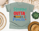 Straight Outta Pencils graphic tee in Bay