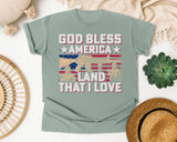 God Bless America Land That I Love Pink graphic tee in Bay