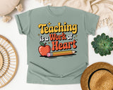 Teaching Is A Work Of Heart Brown graphic tee in Bay