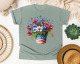 Patriotic Flower Bouquet graphic tee in Bay