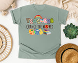 Teachers Change The World graphic tee in Bay