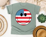 American Flag Smiley Face graphic tee in Bay