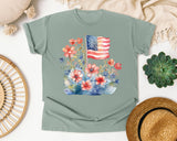 Flag With Flowers graphic tee in Bay
