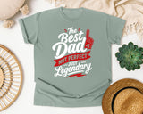 The Best Dad Not Perfect Just Legendary White graphic tee in Bay