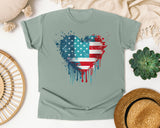 Distressed Flag Heart graphic tee in Bay