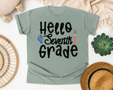 Hello Seventh Grade graphic tee in Bay