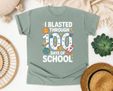 I Blasted Through 100 Days Of School graphic tee in Bay