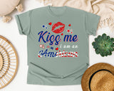 Kiss Me I Am An American graphic tee in Bay