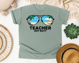 Teacher Off Duty Sunglasses graphic tee in Bay