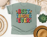 Best Teacher Ever Grey 3 graphic tee in Bay