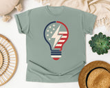 Patriotic Light Bulb Red graphic tee in Bay
