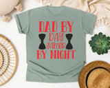 Dad By Day Gamer By Night White 3 graphic tee in Bay
