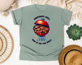 Everybody Chill Dad Is On The Grill Brown graphic tee in Bay