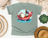Patriotic Sailboat graphic tee in Bay
