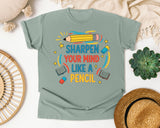 Sharpen Your Mind Like A Pencil graphic tee in Bay