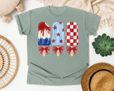 Patriotic Popsicles With Bows graphic tee in Bay