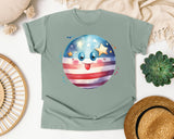 Patriotic Smiley Ball graphic tee in Bay