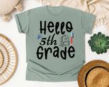 Hello 5th Grade Backpack Bulb graphic tee in Bay