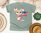 Mouse With American Flag graphic tee in Bay