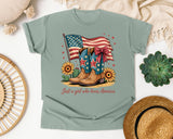 Just A Girl Who Loves America graphic tee in Bay