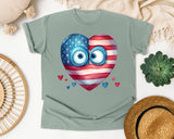 Patriotic Heart With Eyes graphic tee in Bay