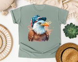 Eagle In Flag Hat Brown graphic tee in Bay