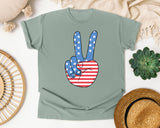 American Flag Peace Sign graphic tee in Bay