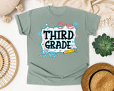 Third Grade Notebook Bow graphic tee in Bay