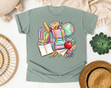 Backpack And Books graphic tee in Bay