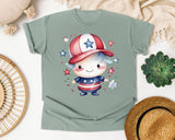 Patriotic Kid With Cap graphic tee in Bay