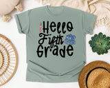 Hello Fifth Grade Backpack graphic tee in Bay