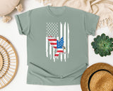 Flying Eagle American Flag graphic tee in Bay