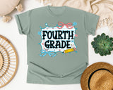 Fourth Grade Notebook Bow graphic tee in Bay